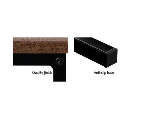 CRESCENT WOODEN COFFEE TABLE - DARK WOOD & BLACK