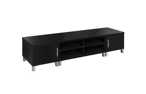 LENNY LOWLINE ENTERTAINMENT UNIT WITH 2 INDEPENDENT SIDE CABINETS - 415(H) x 1900(W) - BLACK