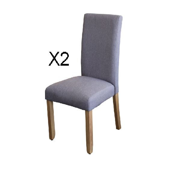 ASHTON SET OF 2 FABRIC UPHOLSTERED DINING CHAIR - LIGHT GREY