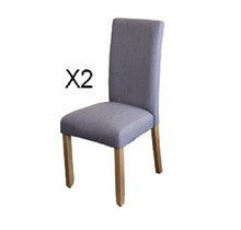 ASHTON SET OF 2 FABRIC UPHOLSTERED DINING CHAIR - LIGHT GREY