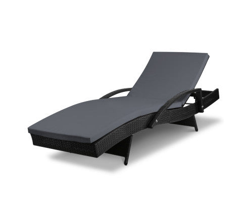 DEWEY OUTDOOR SUN LOUNGE - BLACK