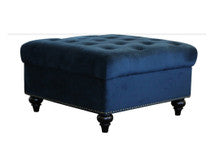 LOUISA TUFTED SQUARE OTTOMAN -460(H) X 800(W) - NAVY