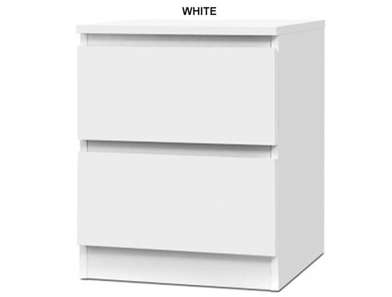LARRY 2 DRAWER BEDSIDE TABLE - 500(H) x 400(W) x 395(D) - ASSORTED COLOURS