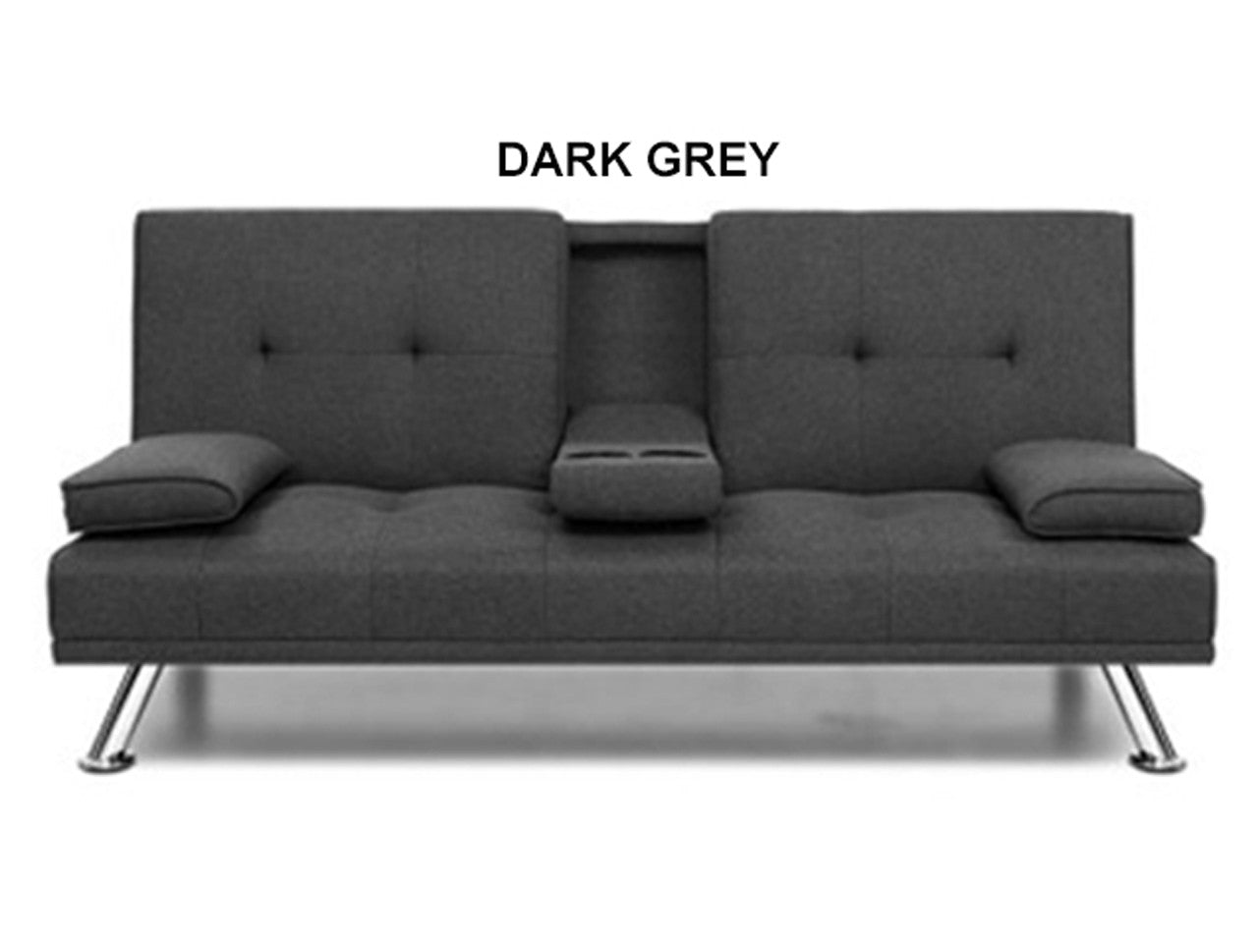 LENNY 3 SEATER FABRIC CLICK CLACK SOFA BED WITH CUP HOLDER - ASSORTED COLOURS