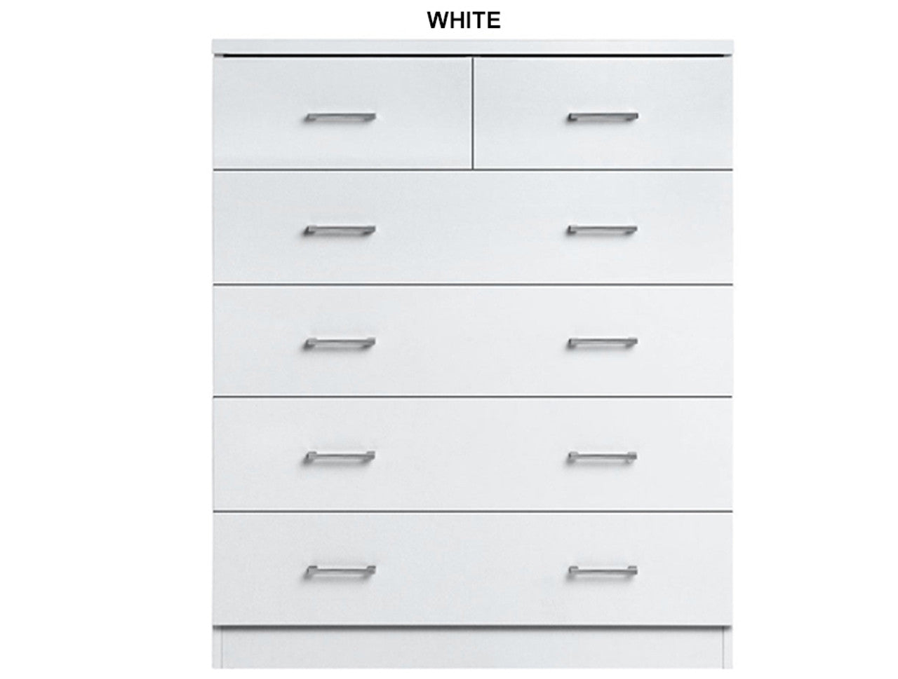 LENNY 6 DRAWER TOP SPLIT TALLBOY - 1050(H) x 850(W) - ASSORTED COLOURS