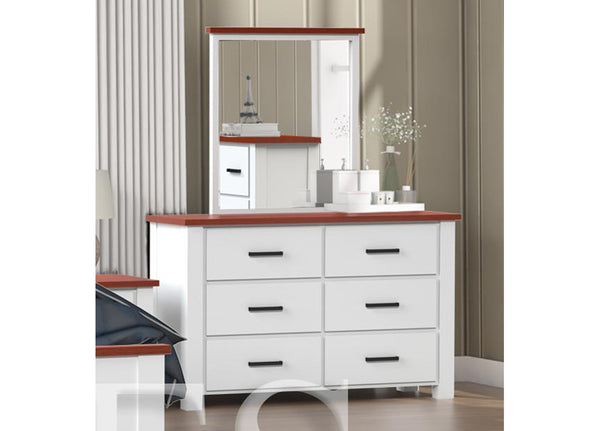 LIBBY (AUSSIE MADE) 6 DRAWER DRESSING TABLE WITH MIRROR - ASSORTED PAINTED COLOURS