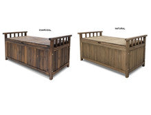 MANDERSON SOLID PINE OUTDOOR / INDOOR STORAGE BENCH / BOX - CHARCOAL OR NATURAL