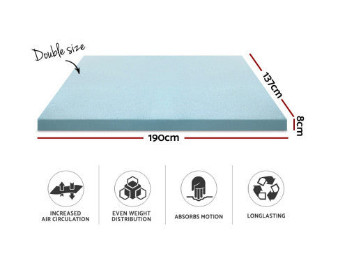 JUDITH DOUBLE SIZE COOL GEL MEMORY FOAM MATTRESS TOPPER WITH BAMBOO COVER (80mm)