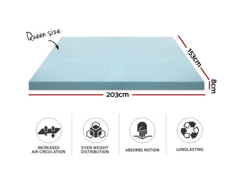 JUDITH QUEEN SIZE COOL GEL MEMORY FOAM MATTRESS TOPPER WITH BAMBOO COVER (80mm)