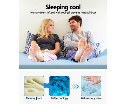 JUDITH QUEEN SIZE COOL GEL MEMORY FOAM MATTRESS TOPPER WITH BAMBOO COVER (80mm)