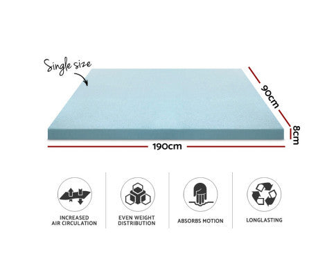 JUDITH SINGLE SIZE COOL GEL MEMORY FOAM MATTRESS TOPPER WITH BAMBOO COVER (80mm)