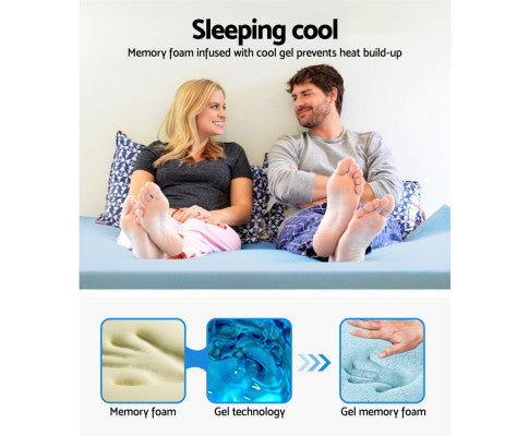 JUDITH SINGLE SIZE COOL GEL MEMORY FOAM MATTRESS TOPPER WITH BAMBOO COVER (80mm)