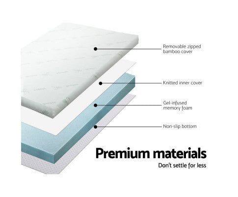 JUDITH SINGLE SIZE COOL GEL MEMORY FOAM MATTRESS TOPPER WITH BAMBOO COVER (80mm)