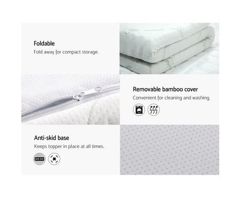 JUDITH SINGLE SIZE COOL GEL MEMORY FOAM MATTRESS TOPPER WITH BAMBOO COVER (80mm)