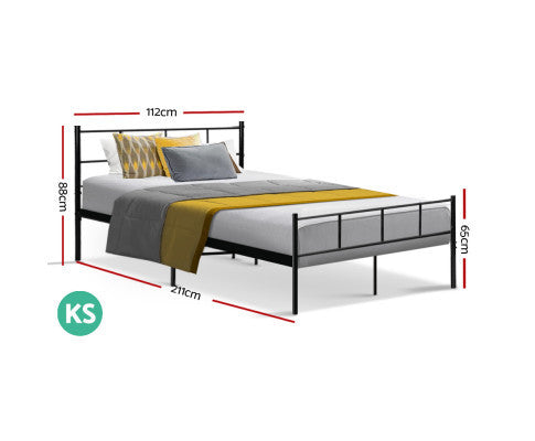 KING SINGLE MARLO METAL BED - BLACK