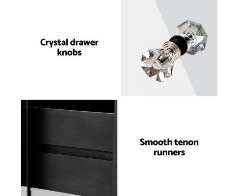 JEPERSON 3 DRAWER MIRRORED BEDSIDE TABLE - SILVER & GOLD