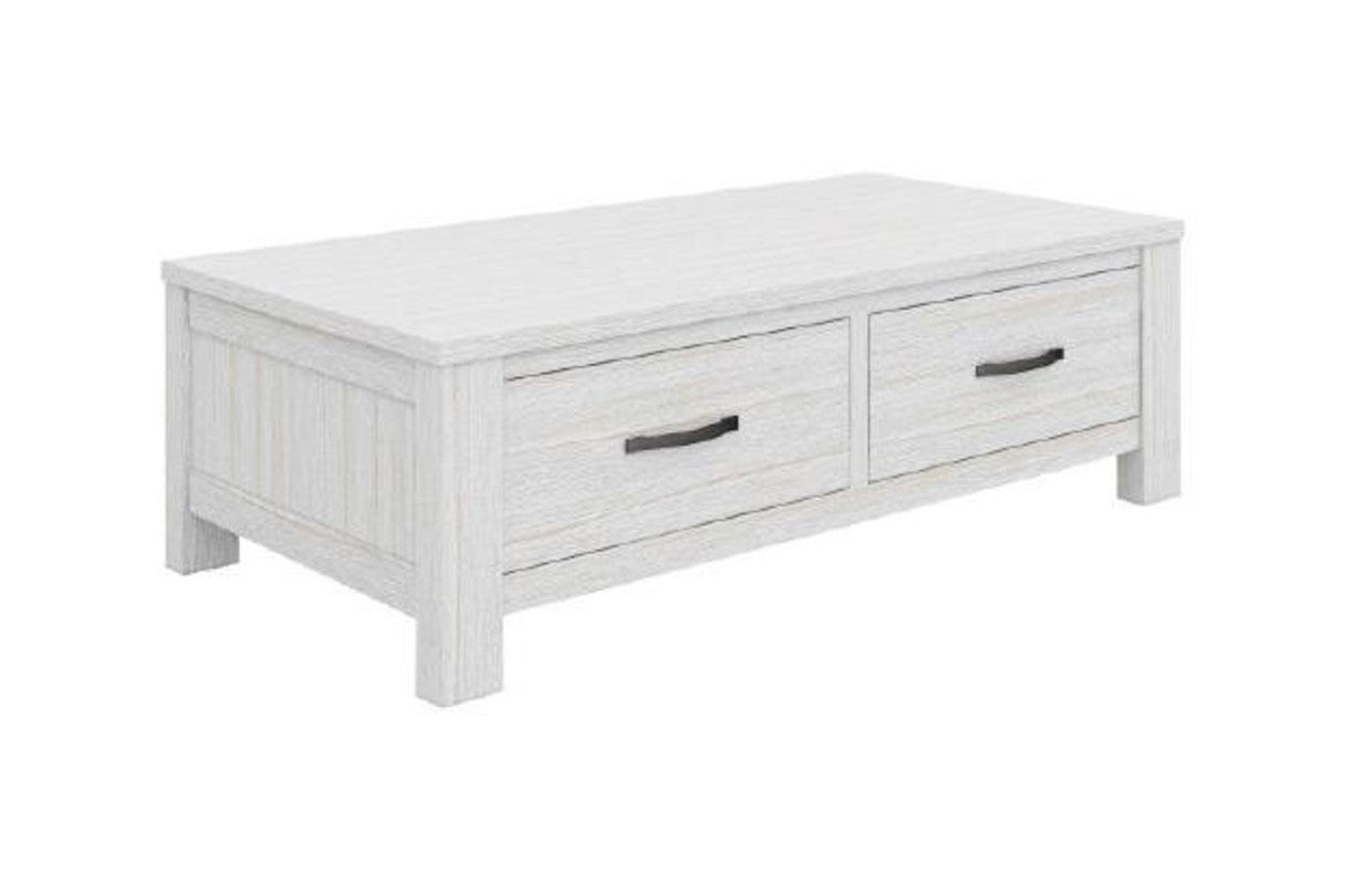 MILDRED COFFEE TABLE WITH 2 DRAWERS (6-12-15-9-14-1) - 1270(W) x 660(D) -WHITE WASH