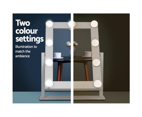 FORTNER STANDING MAKE UP MIRROR WITH LED LIGHTS - WHITE