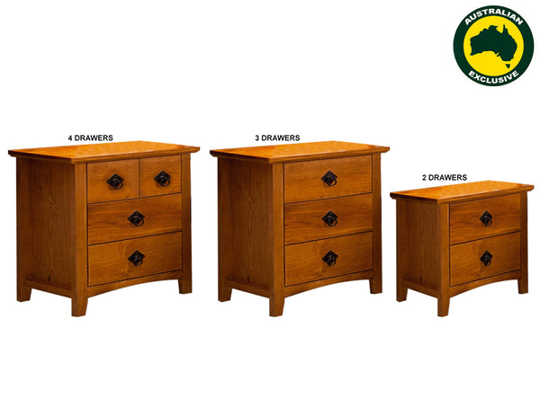MADALINE (AUSSIE MADE) BEDSIDE TABLE COLLECTION - ASSORTED STAINED COLOURS