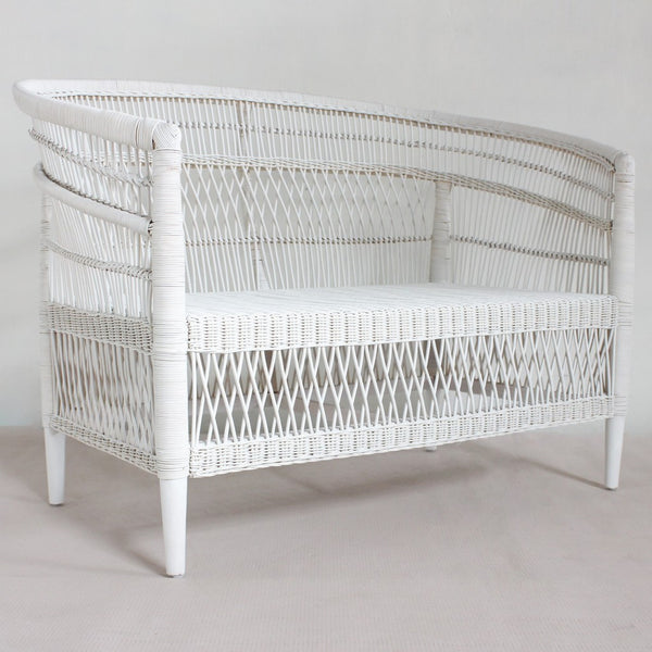 MOROCCO 2 SEATER RATTAN CHAIR - WHITE