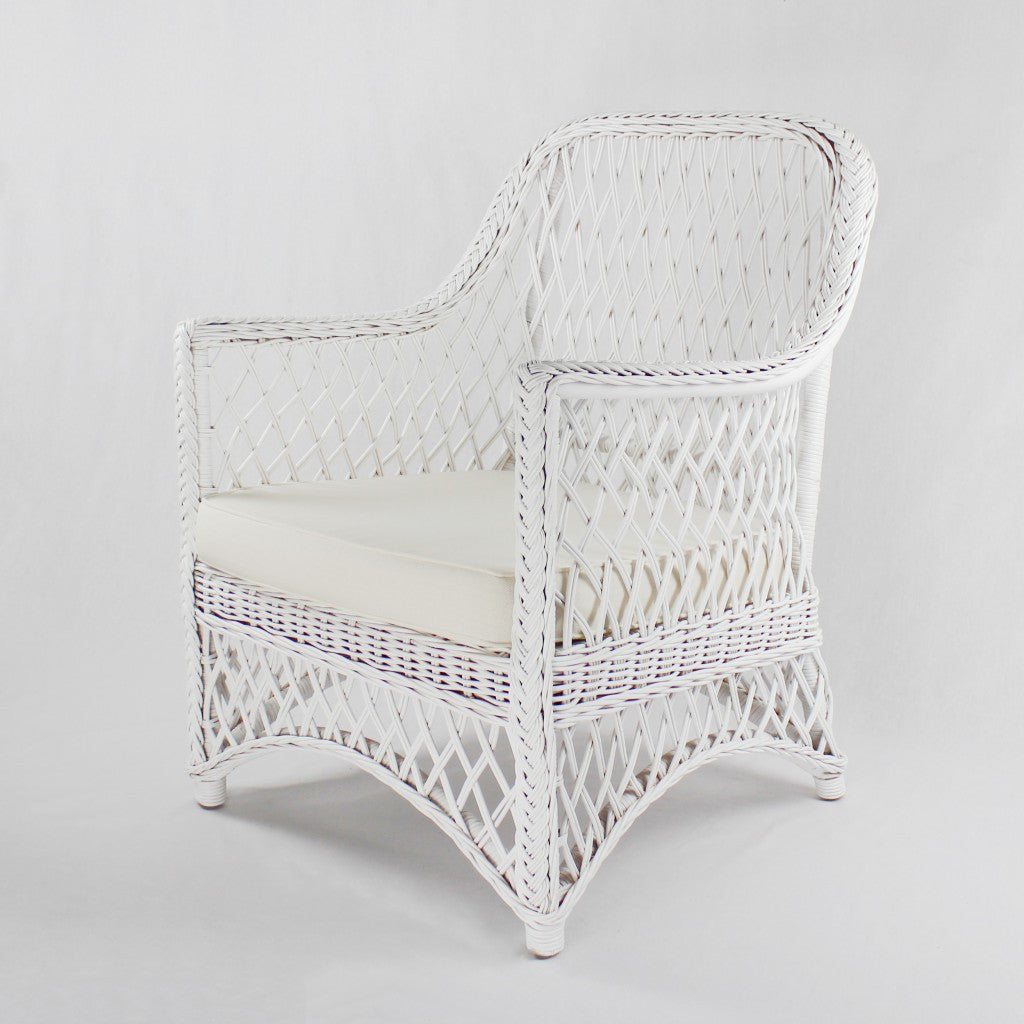 STELLA RATTAN CHAIR WITH CUSHION - WHITE