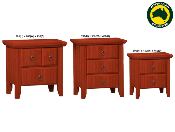 MANILLA (AUSSIE MADE) BEDSIDE COLLECTION - ASSORTED STAINED COLOURS