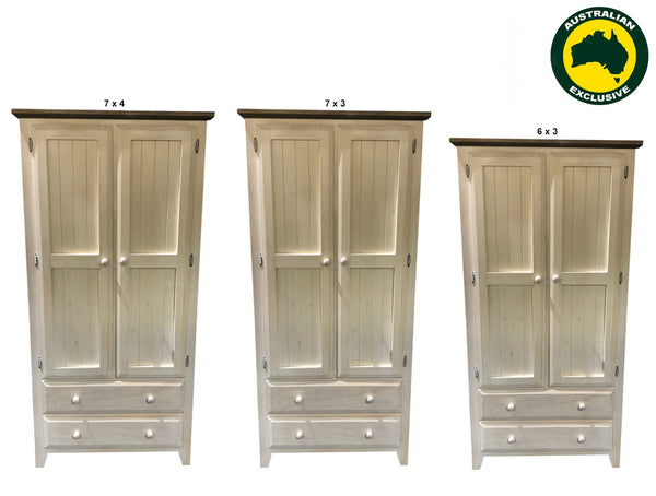 MANILLA (AUSSIE MADE) 2 DOOR / 2 DRAWER FLUSH WARDROBE COLLECTION - ASSORTED PAINTED COLOURS