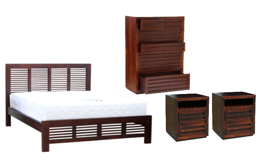 MANLY (AUSSIE MADE) KING 4 PIECE (TALLBOY) BEDROOM SUITE - BALTIC (#215), WALNUT (#219) OR GREYWASH (#501)