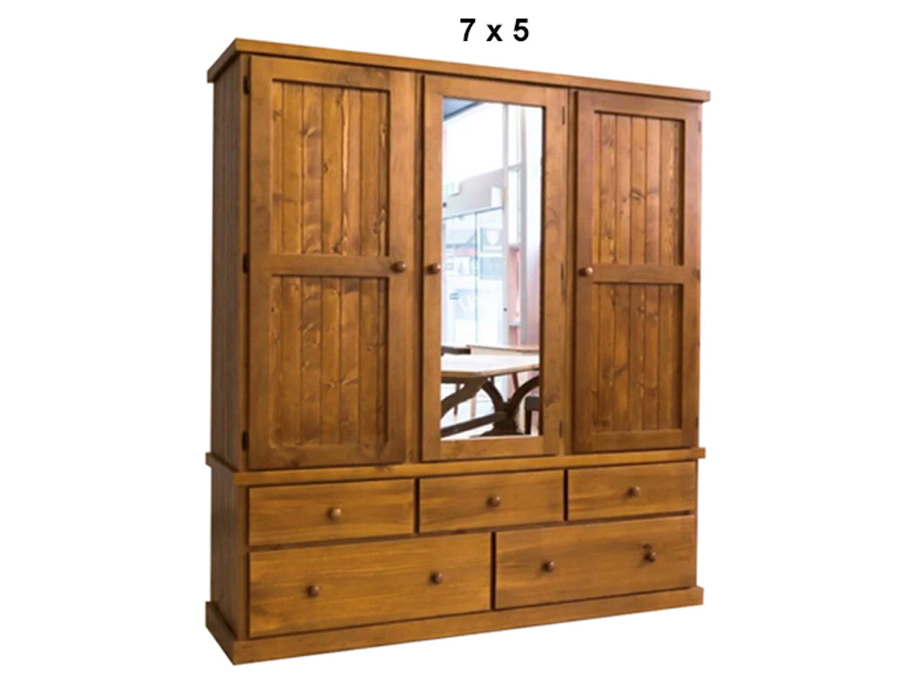 URBAN (AUSSIE MADE) FLAT TOP WARDROBE WITH 3 DOORS & 5 DRAWERS COLLECTION - ASSORTED STAINED COLOURS - STARTING FROM $1599