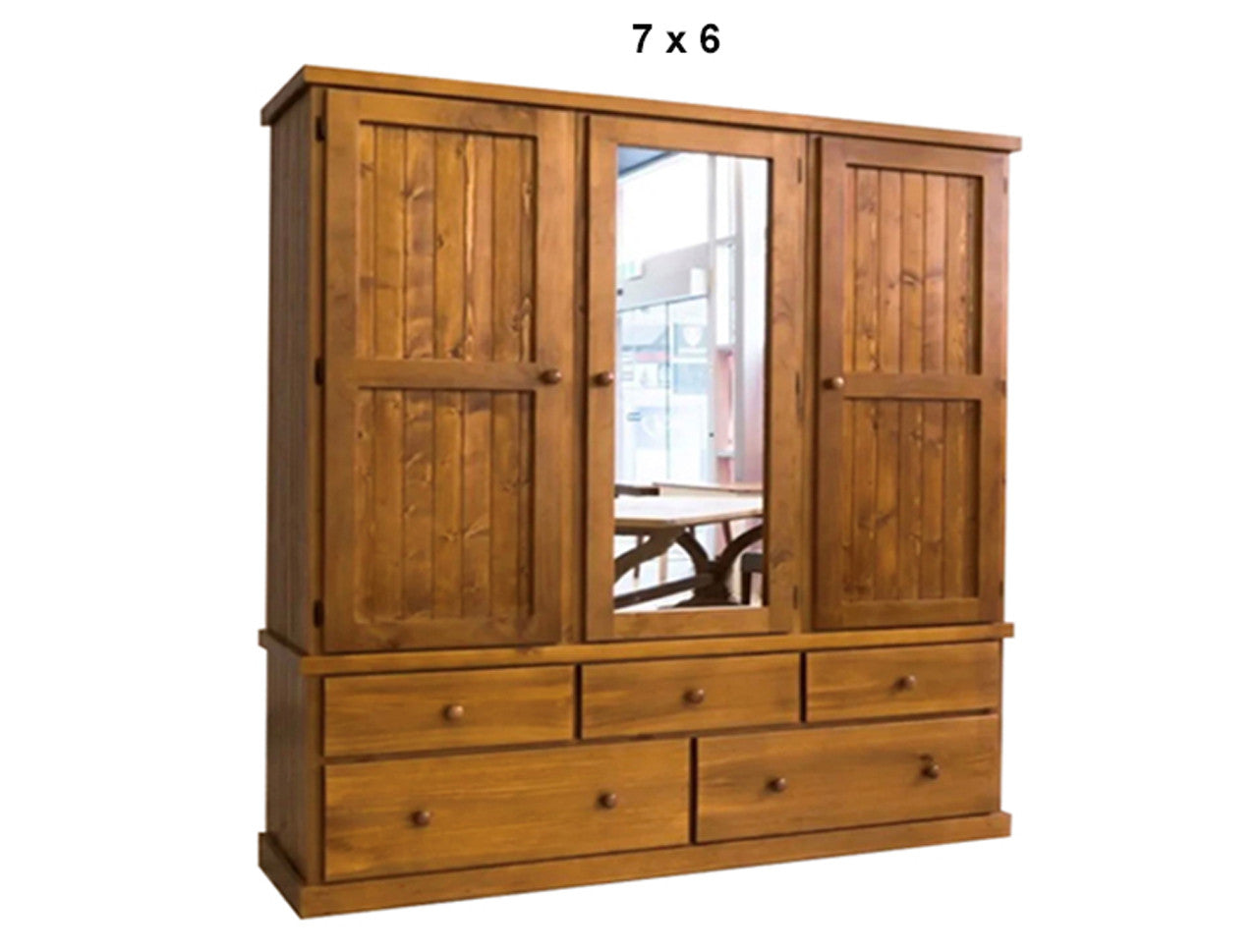 URBAN (AUSSIE MADE) FLAT TOP WARDROBE WITH 3 DOORS & 5 DRAWERS COLLECTION - ASSORTED STAINED COLOURS - STARTING FROM $1599