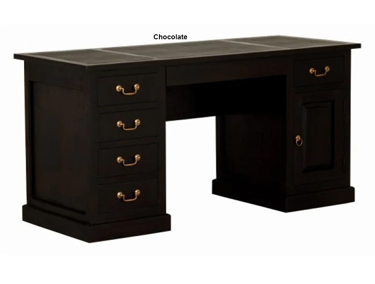 MONIZA (DK-106-OSC ) 1 DOOR / 6 DRAWER LEATHERETTE TOP PARTNER DESK - 1600(W) x 650(D) - MAHOGANY (PICTURED) OR CHOCOLATE , LIGHT PECAN