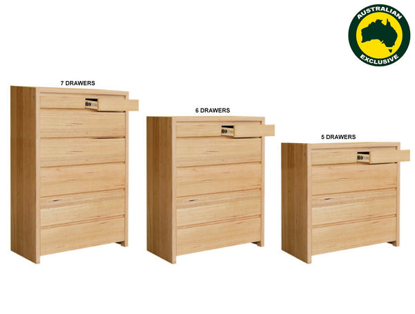 MONTANA (AUSSIE MADE) TALLBOY COLLECTION - TASSIE OAK COMBINATION - ASSORTED STAINED COLOURS