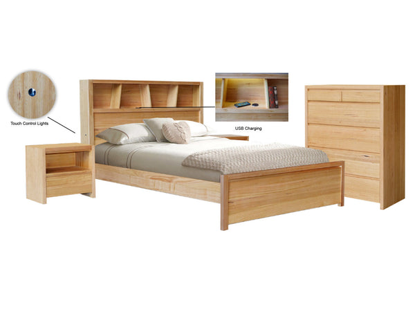 QUEEN MONTANA BOOKEND BED FRAME - MESSMATE