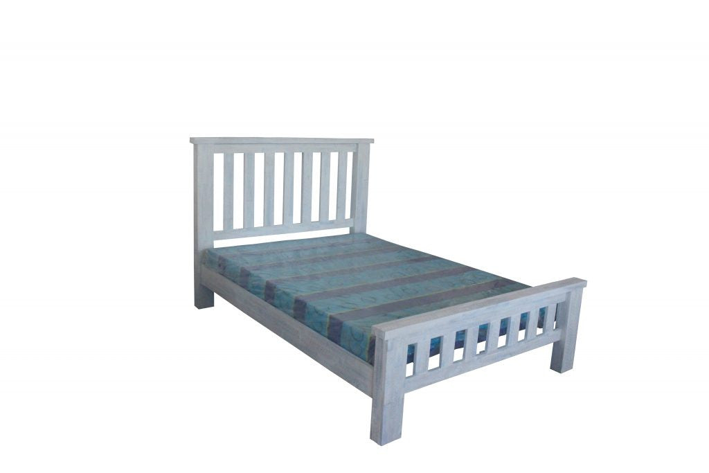 QUEEN MONTEGO BAY SOLID TIMBER BED - WHITEWASH