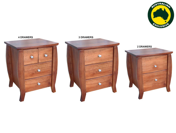 MONTERAY (AUSSIE MADE) BEDSIDE TABLE COLLECTION - ASSORTED STAINED COLOURS