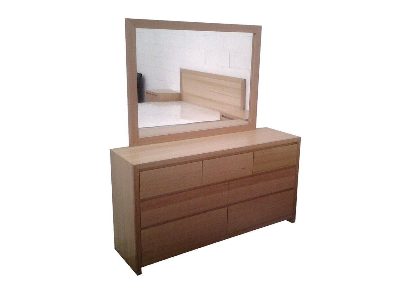 MORGAN (AUSSIE MADE) DOUBLE OR QUEEN 6 PIECE (THE LOT) BEDROOM SUITE WITH TASSIE OAK & VENEER COMBINATION - ASSORTED COLOURS