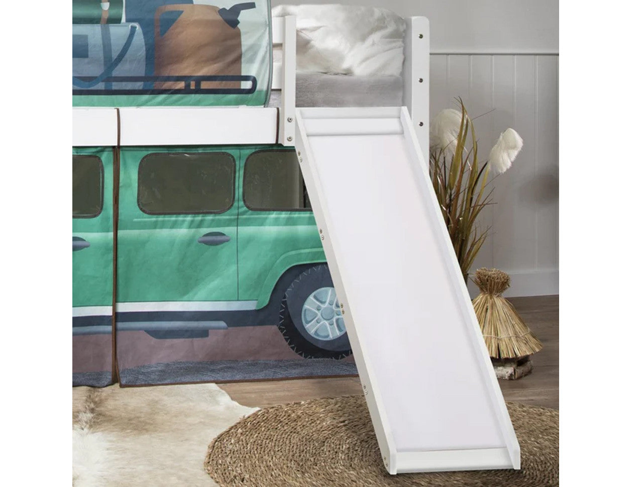 SINGLE LEVINA CABIN / MIDI SLEEPER BUNK WITH SLIDE - WHITE