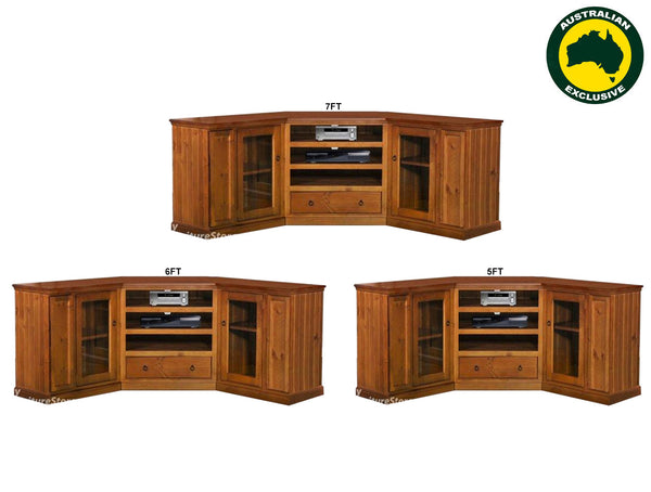 MOSAIC (AUSSIE MADE) 3 PIECE CORNER TV STAND COLLECTION - ASSORTED STAINED COLOURS
