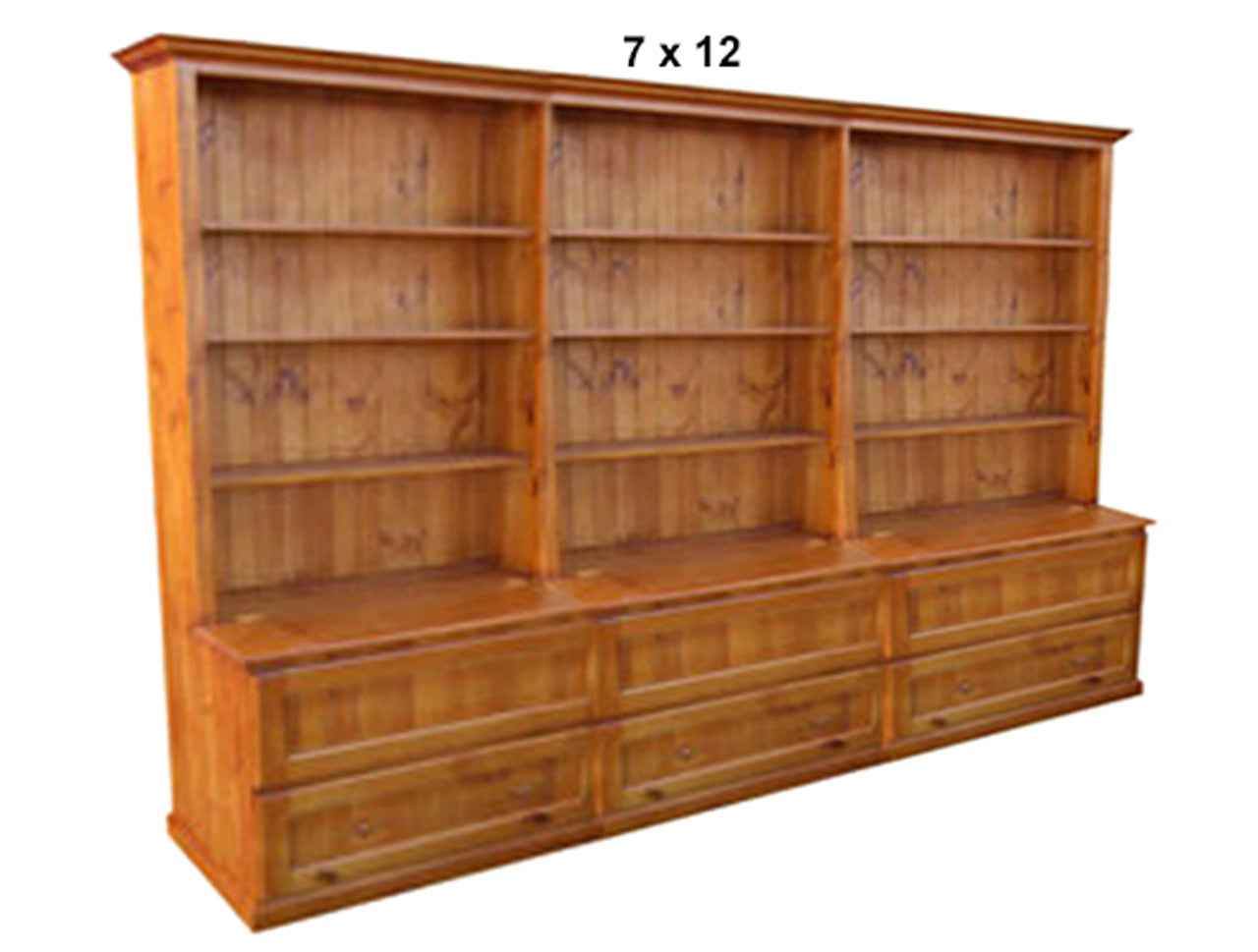 MUDGEE (AUSSIE MADE) BOOKCASE COMBO TRIPLE WITH 6 BLANKET DRAWERS COLLECTION - ASSORTED STAINED COLOURS - STARTING FROM $2499