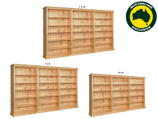 MUDGEE (AUSSIE MADE) HIGHLINE STANDARD BOOKCASE (4 SECTIONS) COLLECTION - ASSORTED STAINED COLOURS