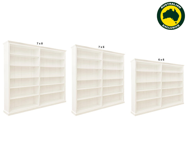 MUDGEE (AUSSIE MADE) HIGHLINE BOOKCASE (3 SECTIONS) PIGEON PAIRED COLLECTION - ASSORTED STAINED COLOURS