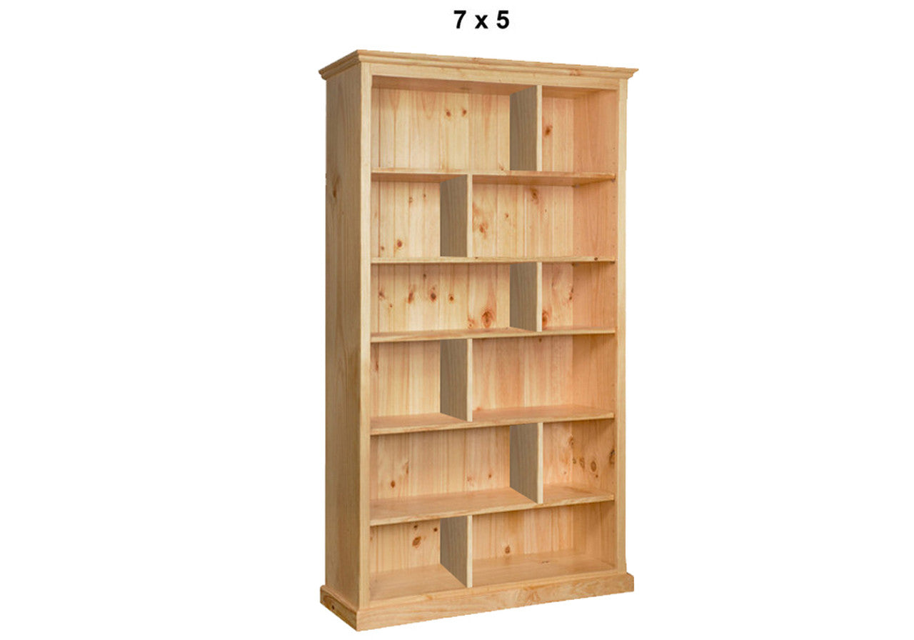 MUDGEE (AUSSIE MADE) STAGGERED HIGHLINE BOOKCASE WITH 40MM FACINGS COLLECTION - ASSORTED STAINED COLOURS - STARTING FROM $649