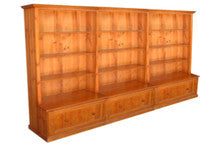 MUDGEE (AUSSIE MADE) BOOKCASE COMBO WITH PULL OUT DRAWER - 1800(H) x 2700(W) - (3 SECTIONS) PIGEON PAIRED - ASSORTED COLOURS