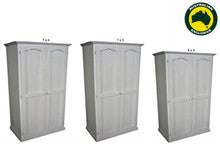 MUDGEE (AUSSIE MADE) TIMBER WARDROBE WITH HAT RACK COLLECTION - ASSORTED PAINTED COLOURS - STARTING FROM $999