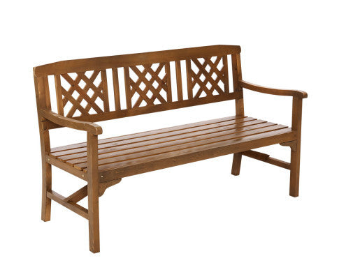 TERRENCE OUTDOOR WOODEN 3 SEATER BENCH WITH ARMREST - NATURAL