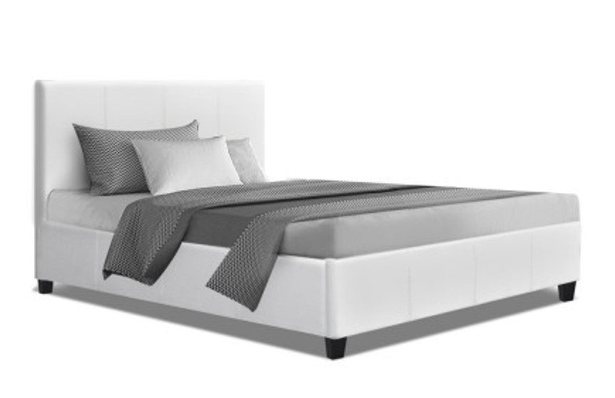 KING SINGLE NEO LEATHERETTE BED - WHITE