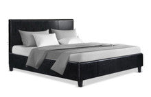 QUEEN NEO PU LEATHER BED - BLACK