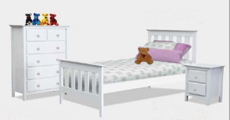 NICKY KING SINGLE 3 PIECE BEDROOM SUITE - WHITE