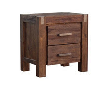 NOWRA ACACIA 2 DRAWER BEDSIDE TABLE - CHOCOLATE