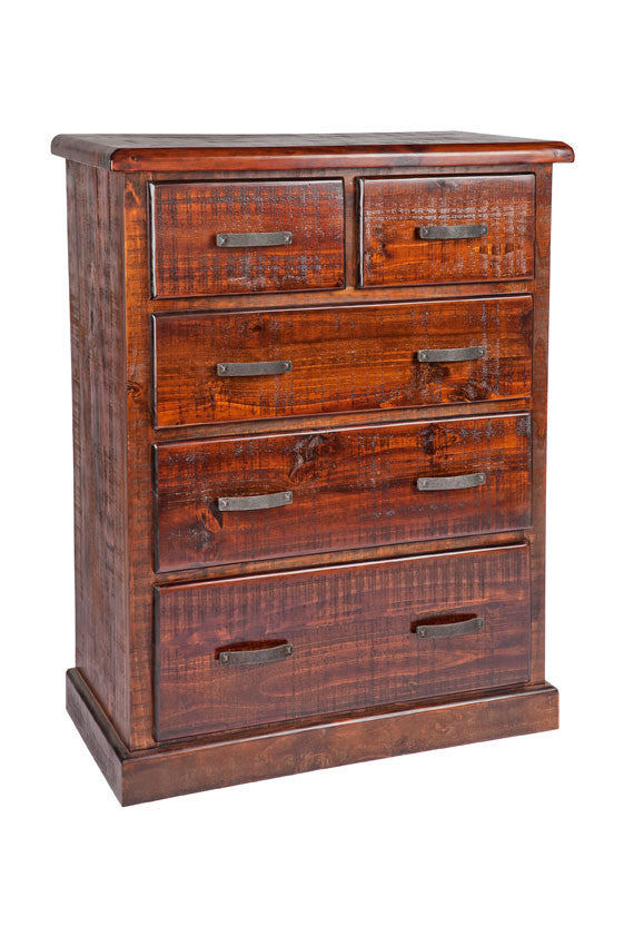 CALISTA (COB3441) 5 DRAWER SPLIT TOP TALLBOY (2 OVER 3) - 1220(H) X 910(W) - ROUGH SAWED
